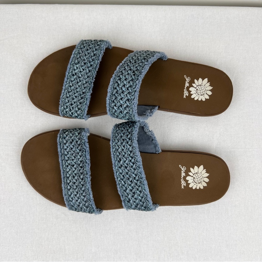 Yellow Box Womens Size 9.5 Blue Braided Foam Cushion Flip Flip Beach Vacation